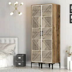 Guardaroba 2 Ante|Camera Da Letto > Dmora Guardaroba 2 ante noce e bianco 80x200h cm - Acate Bianco, Marrone Noce