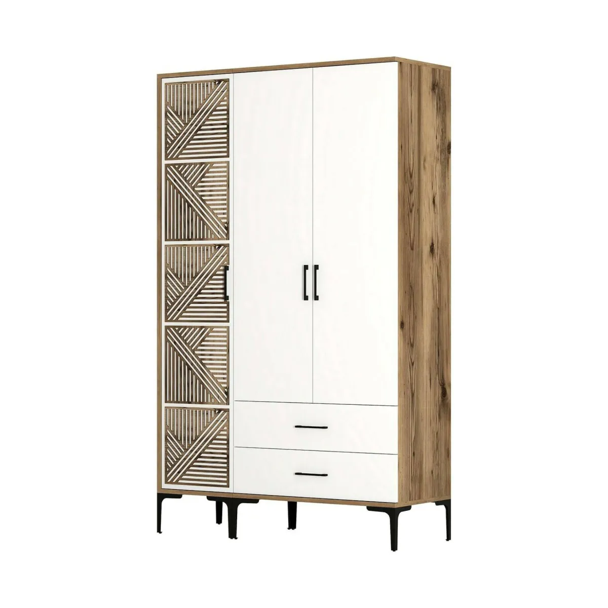 Guardaroba 3 Ante|Camera Da Letto > Dmora Guardaroba 3 ante noce e bianco 120x201h cm - Awty Bianco, Marrone Noce
