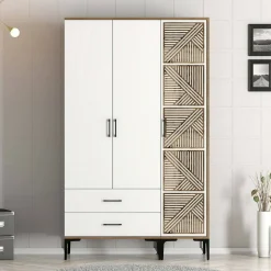 Guardaroba 3 Ante|Camera Da Letto > Dmora Guardaroba 3 ante noce e bianco 120x201h cm - Awty Bianco, Marrone Noce