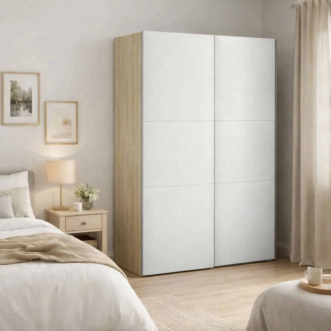 Guardaroba 2 ante quercia e bianco 147x220h cm - Almese