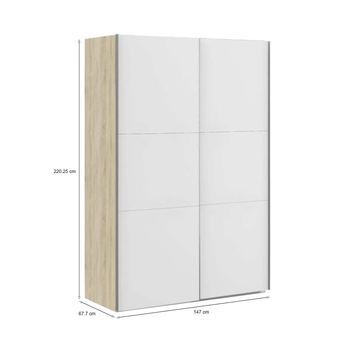 Guardaroba 2 ante quercia e bianco 147x220h cm - Almese