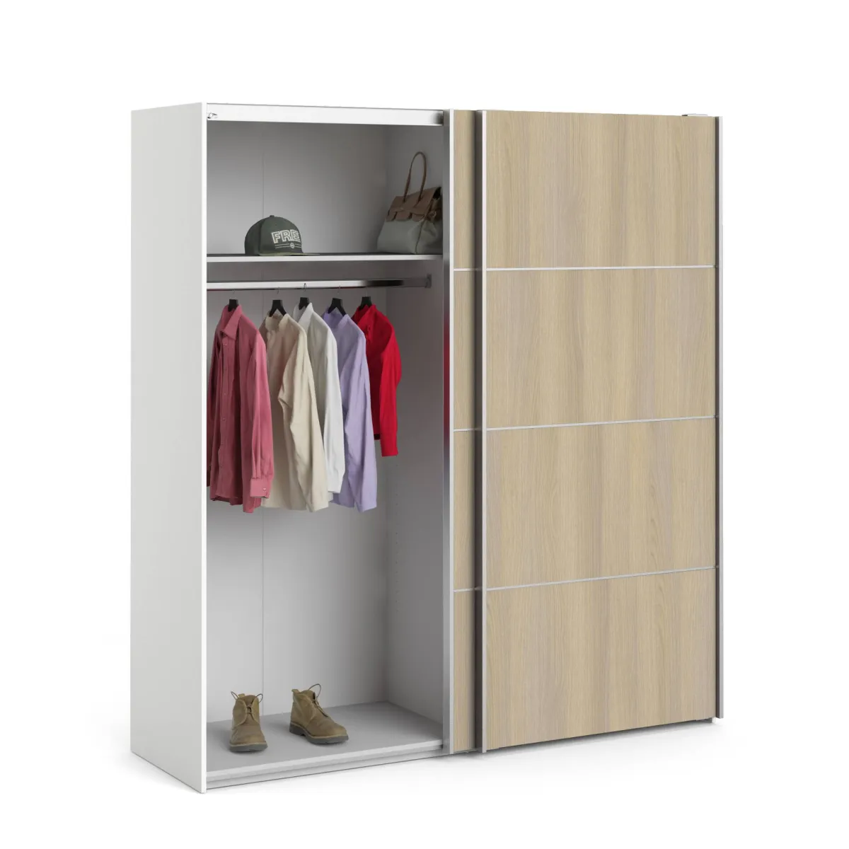 Guardaroba 2 Ante > Dmora Guardaroba 2 ante quercia e bianco 182x201h cm - Accadia Bianco, Marrone Quercia