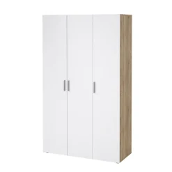 Guardaroba 3 Ante > Dmora Guardaroba 3 ante quercia e bianco lucido 118x200h cm - Albacore Bianco Lucido, Marrone Quercia