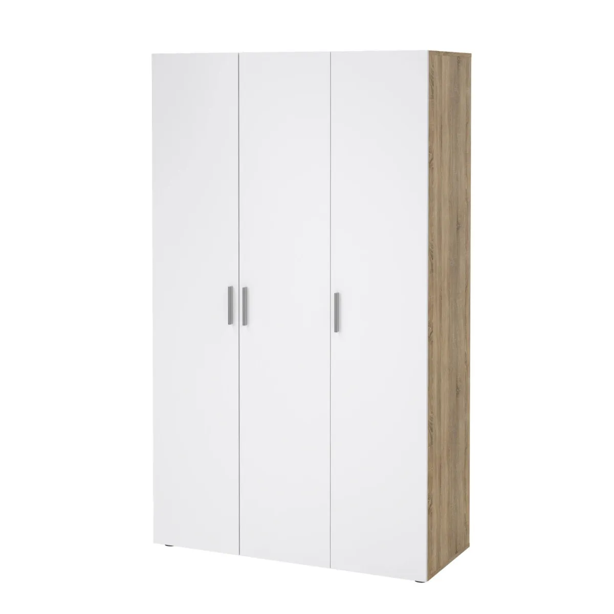 Guardaroba 3 Ante > Dmora Guardaroba 3 ante quercia e bianco lucido 118x200h cm - Albacore Bianco Lucido, Marrone Quercia