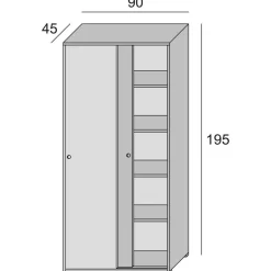 Camera Da Letto > Dmora Guardaroba 2 ante rovere e bianco 90x195h cm - Alaysia Bianco, Marrone Rovere