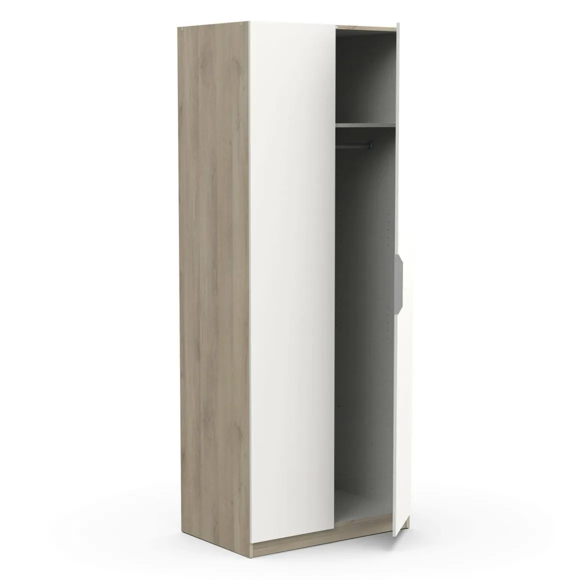 Guardaroba 2 ante rovere e bianco opaco 79x203h cm - Fioretta