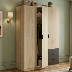 Guardaroba 3 Ante|Camera Da Letto > Dmora Guardaroba 3 ante rovere e ossido 121x180h cm - Apaches Marrone Ossido, Marrone Rovere