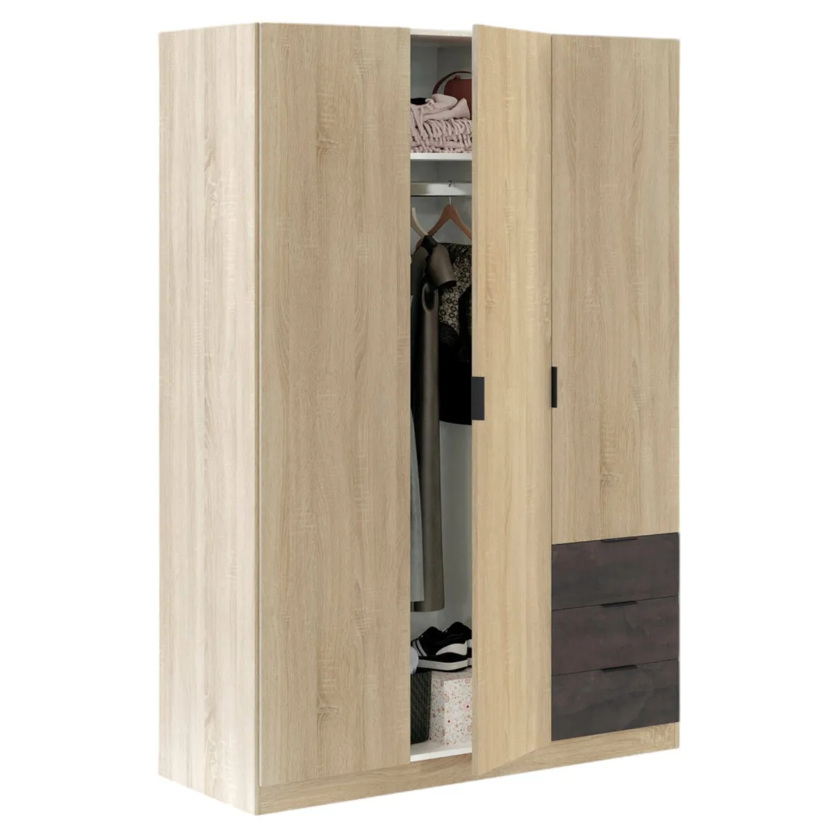Guardaroba 3 Ante|Camera Da Letto > Dmora Guardaroba 3 ante rovere e ossido 121x180h cm - Apaches Marrone Ossido, Marrone Rovere