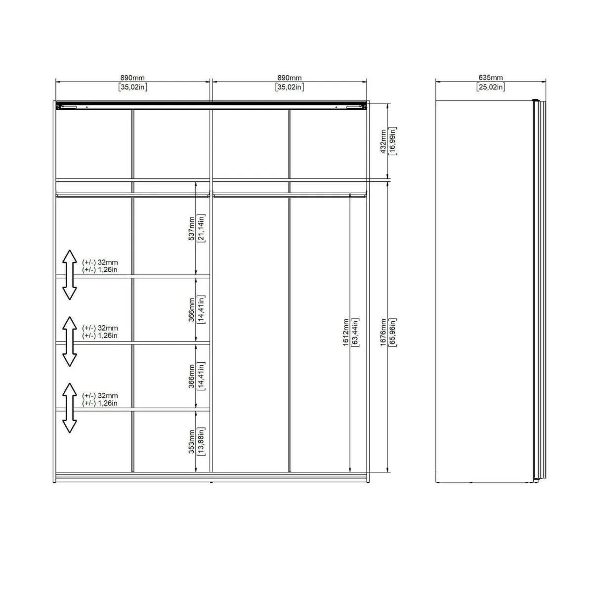 Guardaroba 2 Ante > Dmora Guardaroba 2 ante scorrevoli 182x220h cm - Badesse Nero
