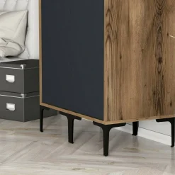 Guardaroba 2 Ante|Camera Da Letto > Dmora Guardaroba classico noce e antracite 80x200h cm - Acate Nero Antracite, Marrone Noce