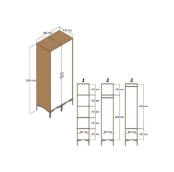 Guardaroba classico noce e bianco 80x200h cm - Anfo