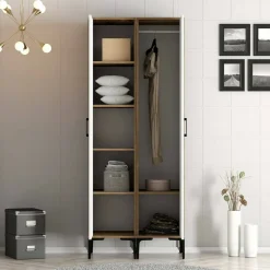 Guardaroba classico noce e bianco 80x200h cm - Anfo