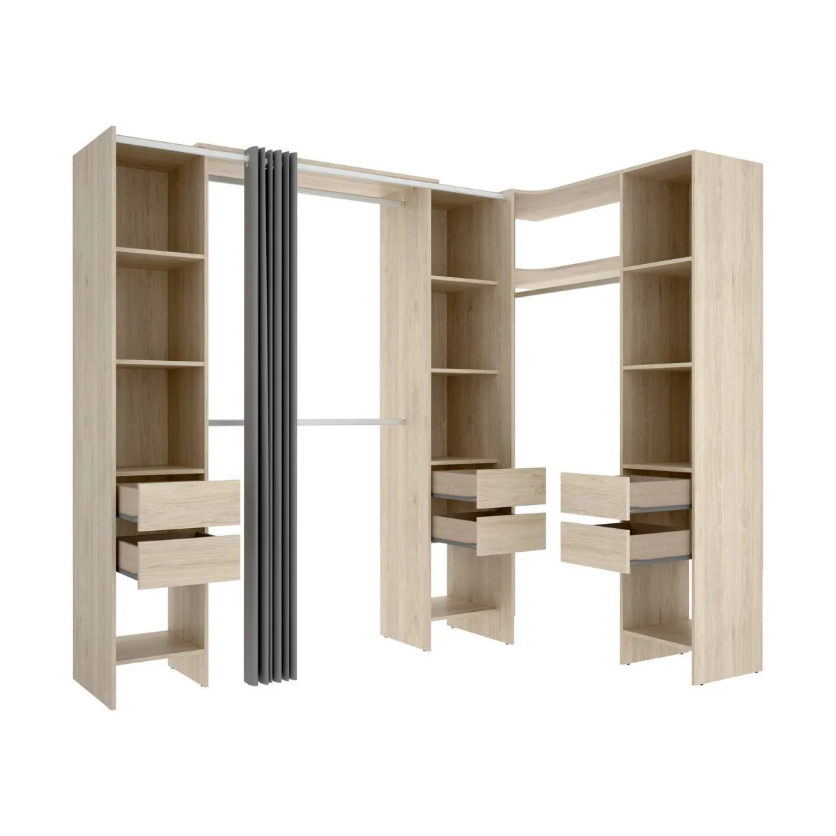 Cabine Armadio|Altri Guardaroba > Dmora Guardaroba classico rovere 234x205h cm - Alanno Marrone Rovere