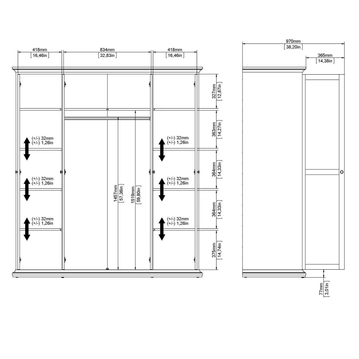 Guardaroba con appendiabiti bianco 181x200h cm - Ayas