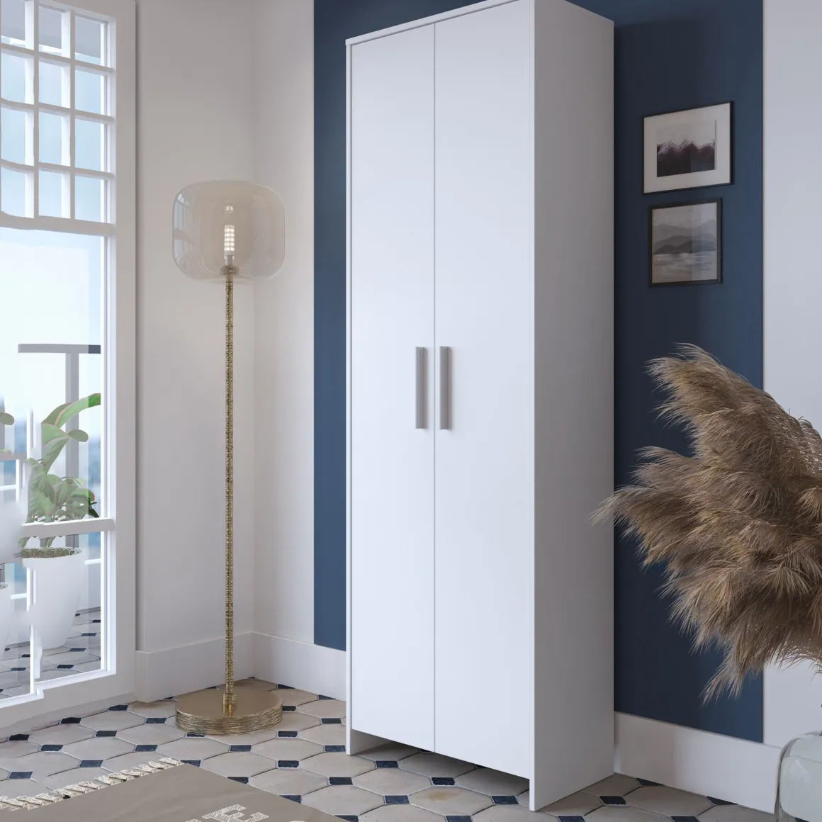 Guardaroba con appendiabiti bianco 65x197h cm - Vinadio