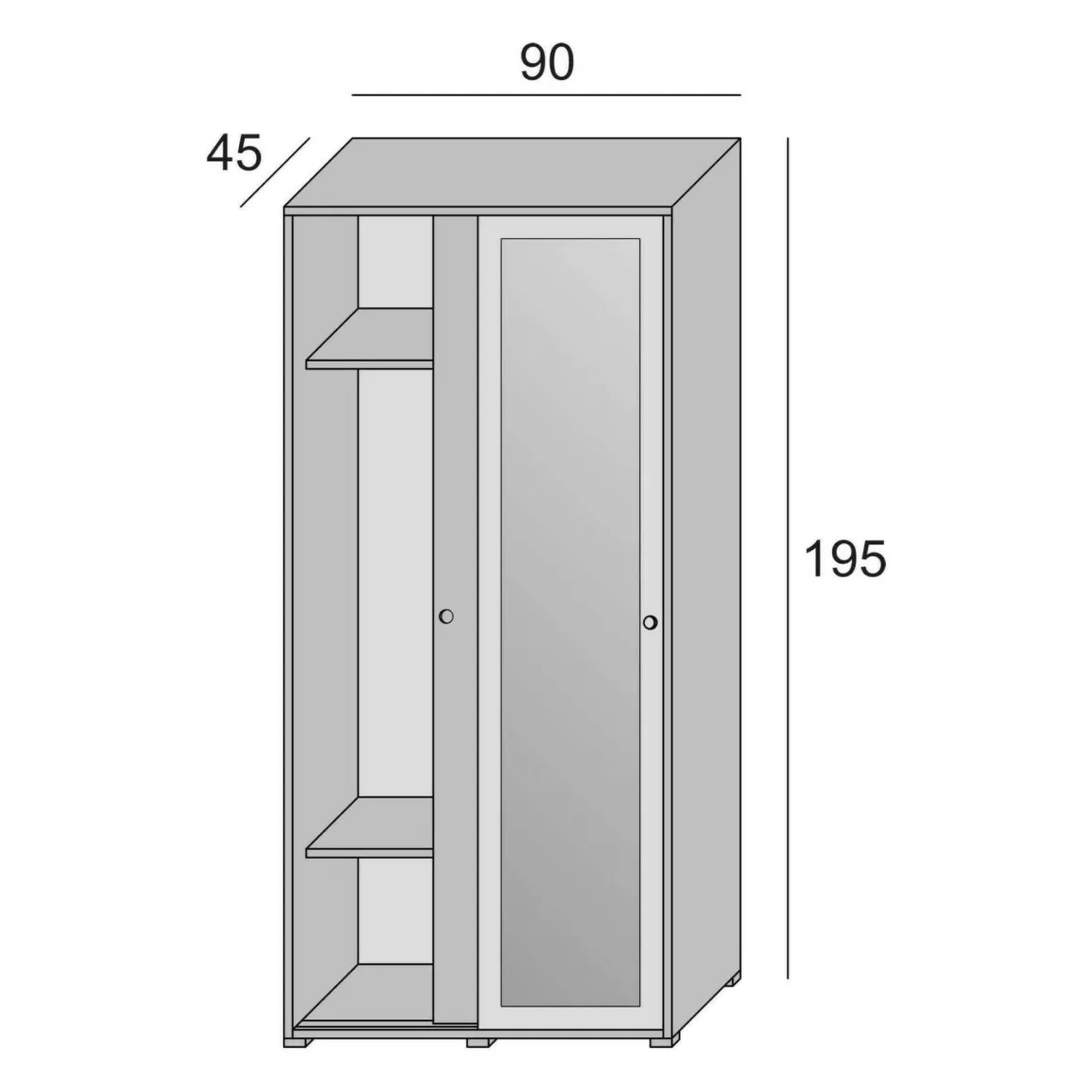Guardaroba con appendiabiti bianco 90x195h cm - Abduhl