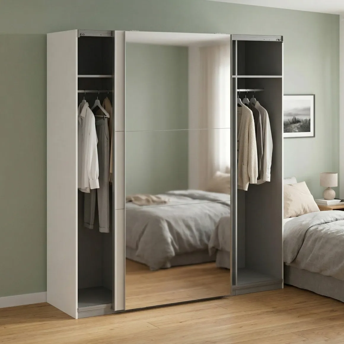 Guardaroba con appendiabiti bianco e grigio 195x220h cm - Andretta