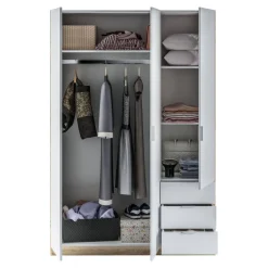 Guardaroba con appendiabiti bianco e rovere 121x180h cm - Apaches