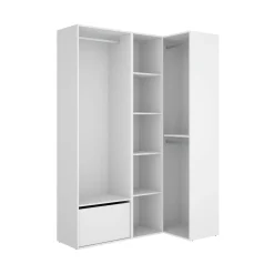 Guardaroba con appendiabiti bianco e rovere 144x205h cm - Tobias
