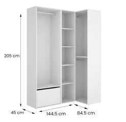 Guardaroba con appendiabiti bianco e rovere 144x205h cm - Tobias