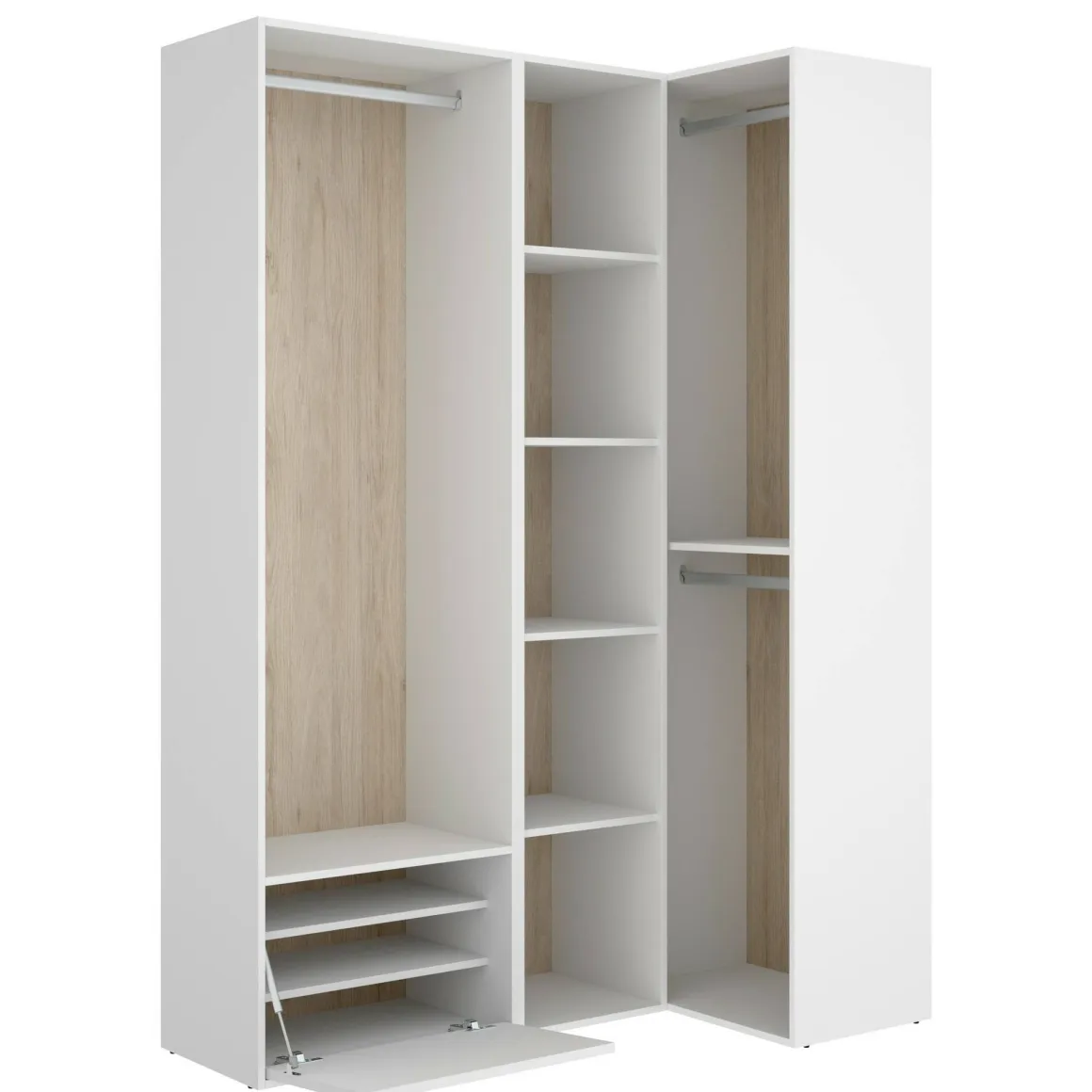 Guardaroba con appendiabiti bianco e rovere 144x205h cm - Tobias