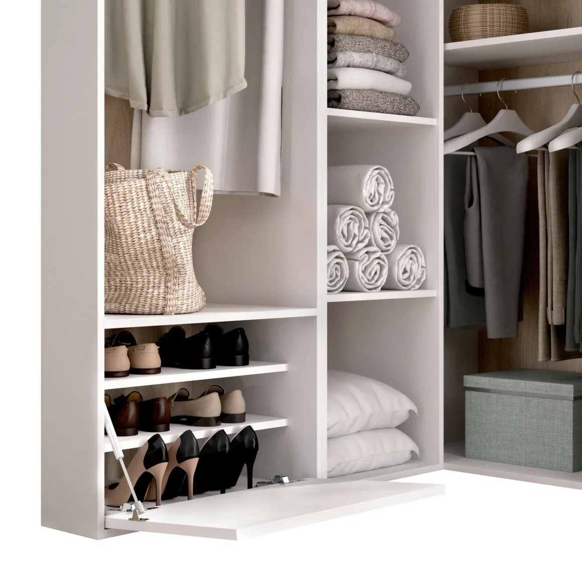 Guardaroba con appendiabiti bianco e rovere 144x205h cm - Tobias