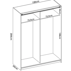 Guardaroba con appendiabiti bianco lucido 150x204h cm - Anda