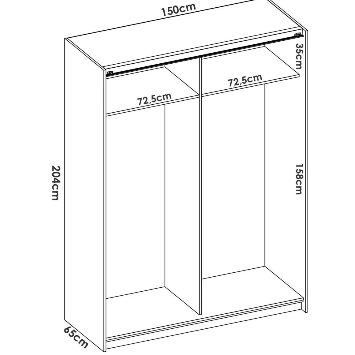 Guardaroba con appendiabiti bianco lucido 150x204h cm - Anda