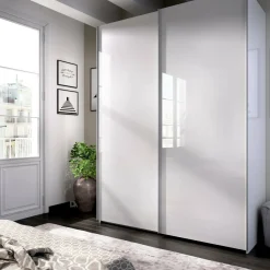 Guardaroba con appendiabiti bianco lucido 150x204h cm - Anda