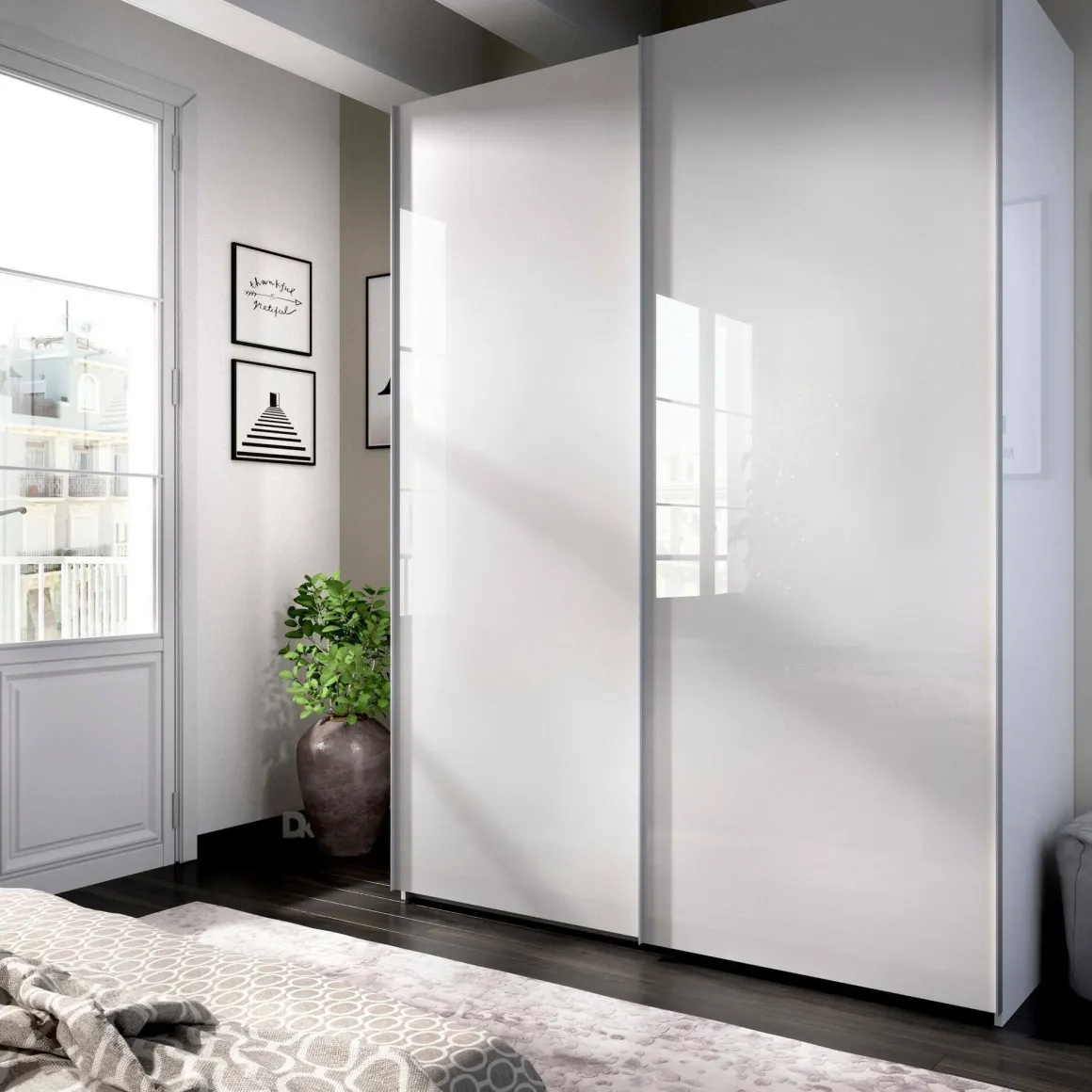 Guardaroba con appendiabiti bianco lucido 150x204h cm - Anda