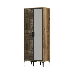 Guardaroba 3 Ante|Camera Da Letto > Dmora Guardaroba con appendiabiti noce e bianco 120x200h cm - Petroleuse Bianco, Marrone Noce