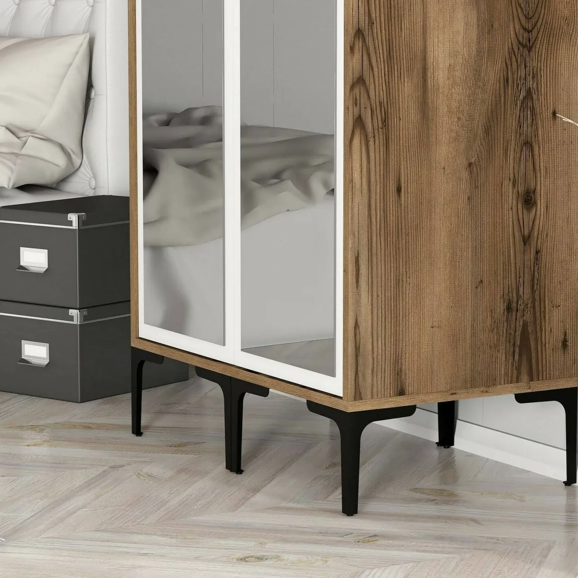 Guardaroba con appendiabiti noce e bianco 80x200h cm - Bagnone