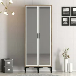 Guardaroba con appendiabiti noce e bianco 80x200h cm - Bagnone