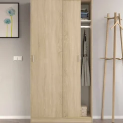 Guardaroba 3 Ante|Camera Da Letto > Dmora Guardaroba con appendiabiti rovere 121x180h cm - Astuzzia Marrone Rovere