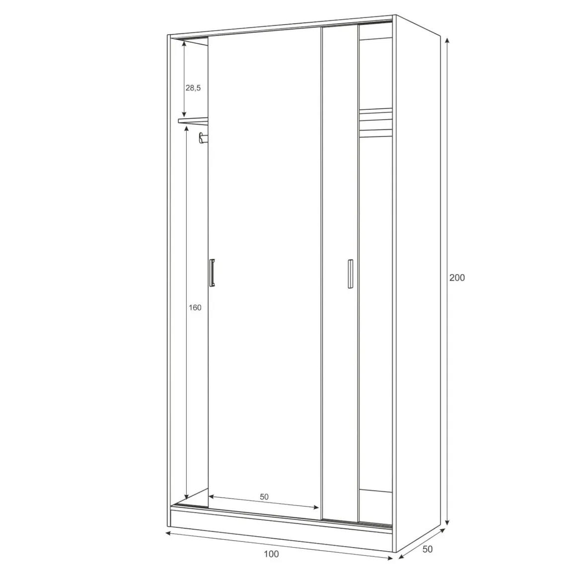 Guardaroba 3 Ante|Camera Da Letto > Dmora Guardaroba con appendiabiti rovere 121x180h cm - Astuzzia Marrone Rovere