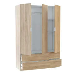 Guardaroba 3 Ante > Dmora Guardaroba con appendiabiti rovere 150x200h cm - Zerbo Marrone Rovere