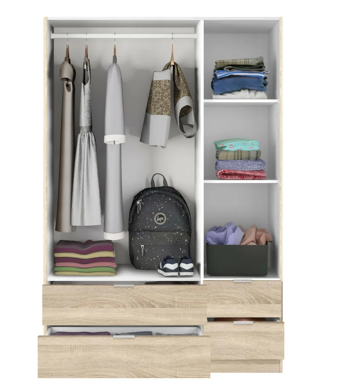 Guardaroba con appendiabiti rovere 135x200h cm - Ababala