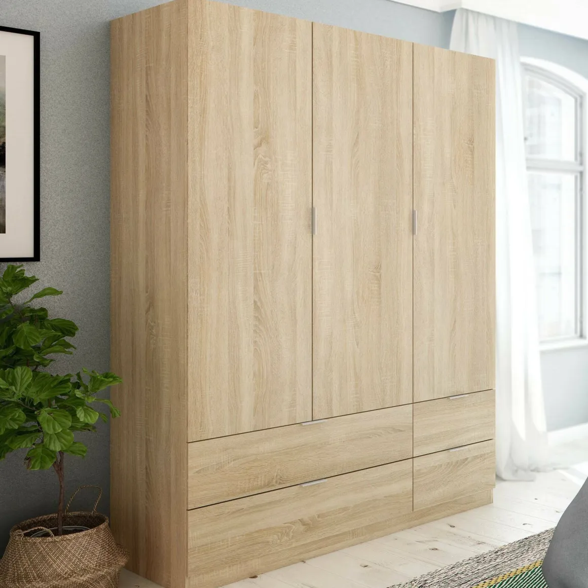 Guardaroba con appendiabiti rovere 135x200h cm - Ababala