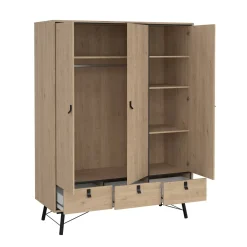 Guardaroba 3 Ante > Dmora Guardaroba con appendiabiti rovere 150x200h cm - Zerbo Marrone Rovere