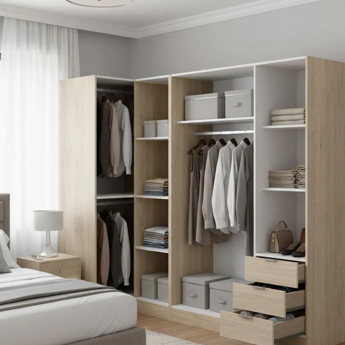 Guardaroba con appendiabiti rovere 213x184h cm - Atena