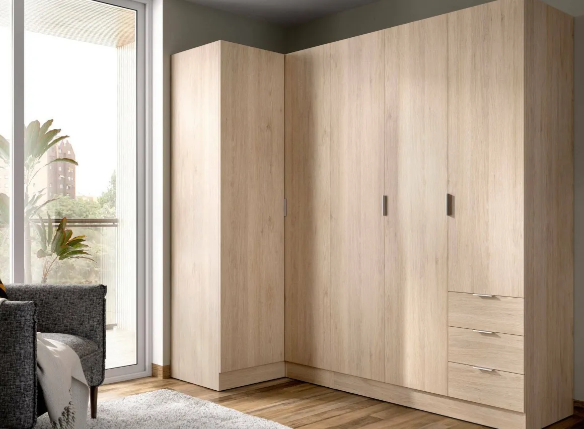 Guardaroba con appendiabiti rovere 213x184h cm - Atena