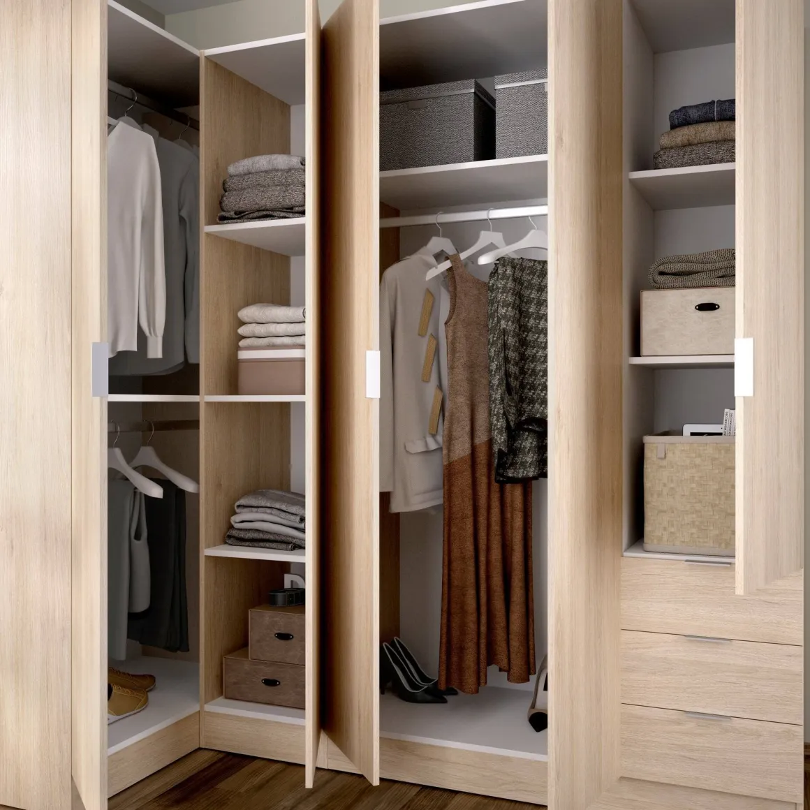 Guardaroba con appendiabiti rovere 213x184h cm - Atena