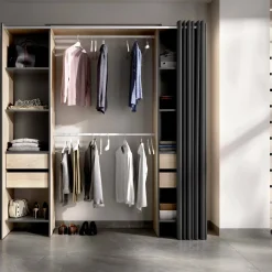 Guardaroba con appendiabiti rovere e antracite 180x205h cm - Era