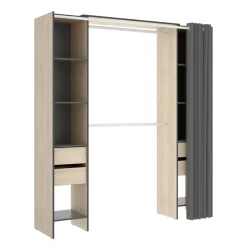Guardaroba con appendiabiti rovere e antracite 180x205h cm - Era