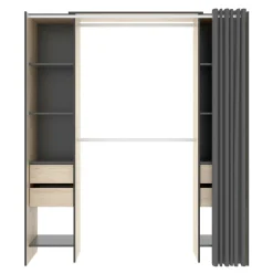 Guardaroba 2 Ante > Dmora Guardaroba con appendiabiti rovere e bianco 147x201h cm - Pyarr Bianco, Marrone Rovere