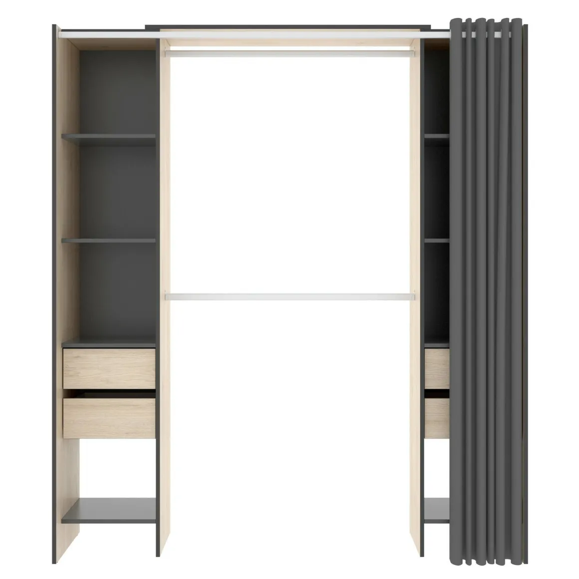 Guardaroba 2 Ante > Dmora Guardaroba con appendiabiti rovere e bianco 147x201h cm - Pyarr Bianco, Marrone Rovere