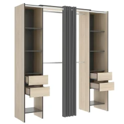 Guardaroba 2 Ante > Dmora Guardaroba con appendiabiti rovere e bianco 147x201h cm - Pyarr Bianco, Marrone Rovere