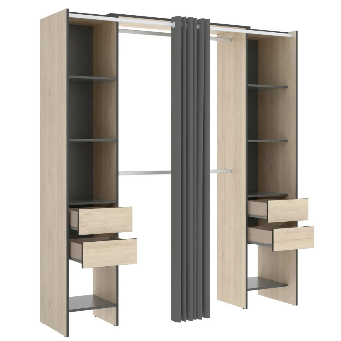 Guardaroba 2 Ante > Dmora Guardaroba con appendiabiti rovere e bianco 147x201h cm - Pyarr Bianco, Marrone Rovere
