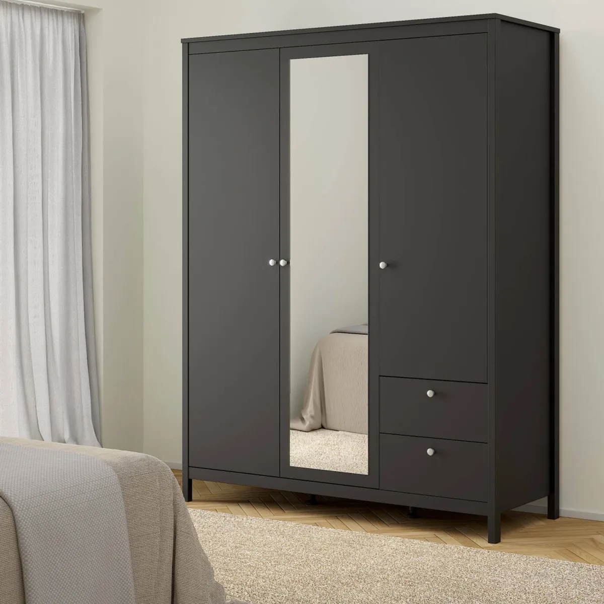 Guardaroba 3 Ante > Dmora Guardaroba con cassetti 150x199h cm - Rufina Nero