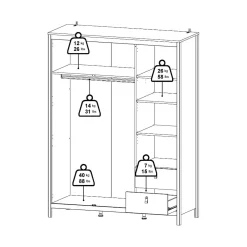 Guardaroba 3 Ante > Dmora Guardaroba con cassetti 150x199h cm - Rufina Nero